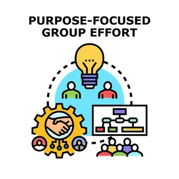 Purpose focused group effort team collaboration achieving goal イラスト素材