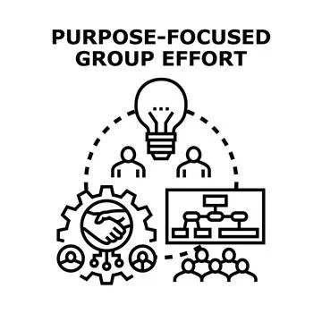 Purpose focused group effort team collaboration achieving goal Stock Illustration