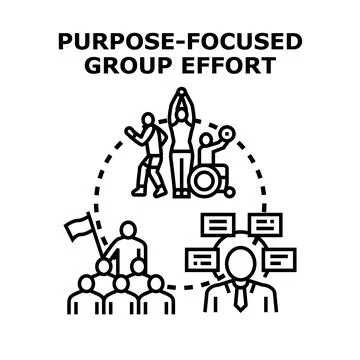 Purpose focused team collaboration driving collective effort Stock Illustration