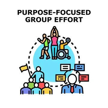 Purpose focused team collaboration driving collective effort Stock Illustration