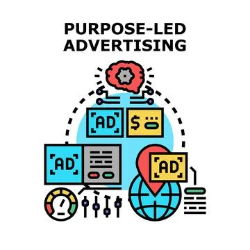 Purpose led advertising strategy connecting global market Stockillustratie