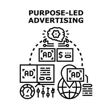 Purpose led advertising strategy connecting global market Stockillustratie