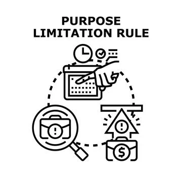 Purpose limitation rule applying to data processing Stock Illustration