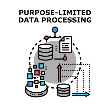Purpose limited data processing restricting access concept Stock Illustration