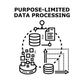 Purpose limited data processing restricting access concept Stock Illustration