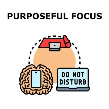 Purposeful focus concept with brain and laptop Stock Illustration