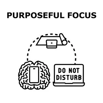Purposeful focus concept with brain and laptop Stock Illustration