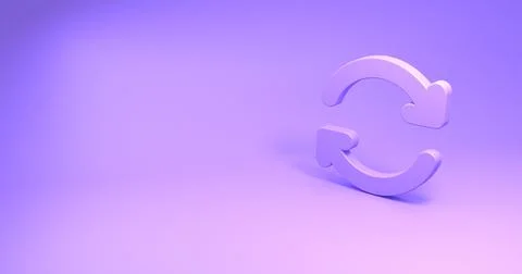 Purpul Refresh icon isolated on orange background Illustrazione stock