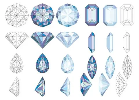 Purpule Diamond Crystals Vector Clip Art Stock Illustration