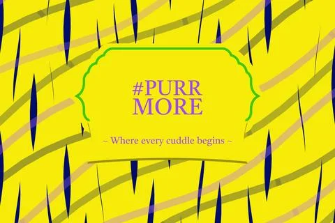 PURR MORE display type design with solid frame typography and curved pillar slic Stock Illustration