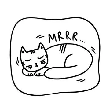 Purring sleeping cat isolated on a white background. Stock Illustration