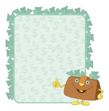 Purse and poster with dollars Stock Illustration