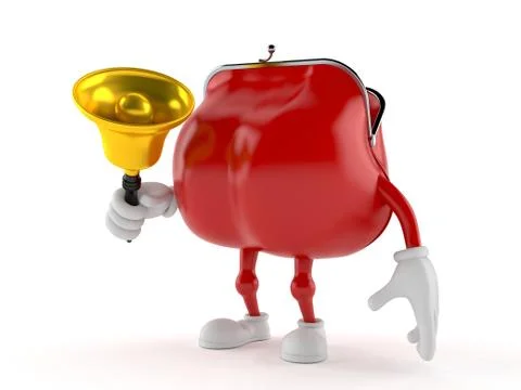 Purse character ringing a handbell Stock Illustration