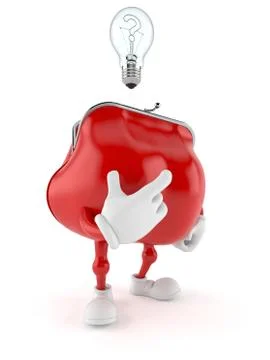 Purse character thinking Stock Illustration