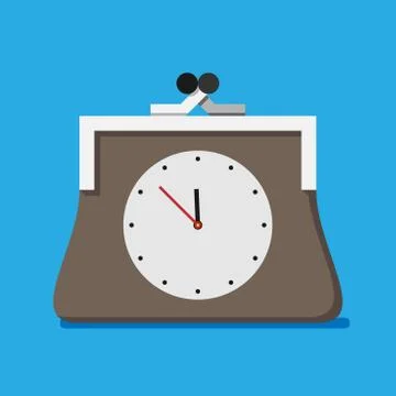Purse with clock Stock Illustration