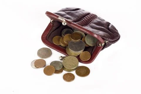 Purse with coins Stock Photos