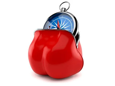 Purse with compass 스톡 일러스트