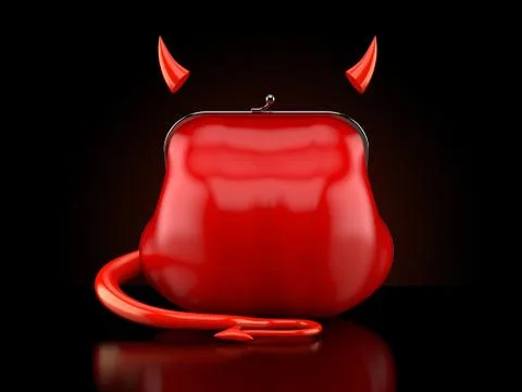 Purse with devil horns and tail 스톡 일러스트