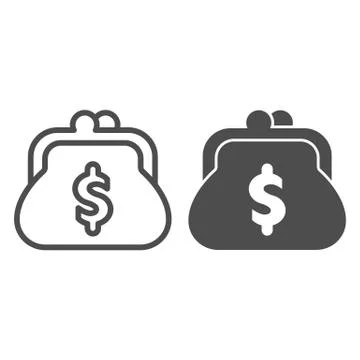 Purse with dollar line and solid icon, Black Friday concept, retro purse for Stock Illustration