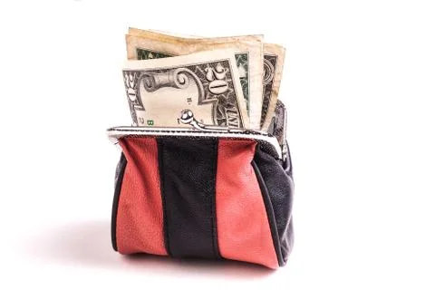Purse with Dollars Stock Photos
