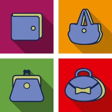 Purse flat icons Stock Illustration
