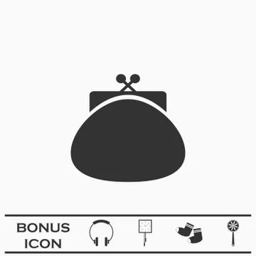 Purse icon flat. Stock Illustration