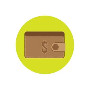 Purse icon in flat style isolated in a circle. Stock Illustration