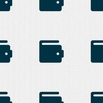 Purse icon sign. Seamless pattern with geometric texture. Vector Stock Illustration