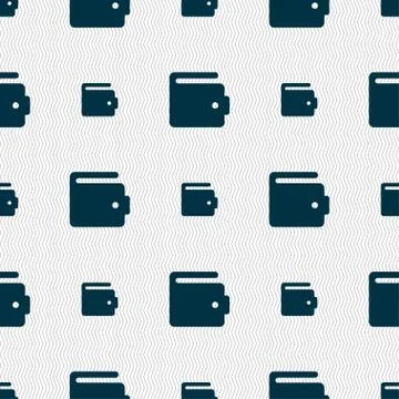 Purse icon sign. Seamless pattern with geometric texture. Vector Stock Illustration