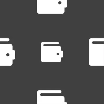 Purse icon sign. Seamless pattern on a gray background. Vector Stock Illustration