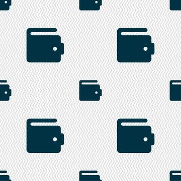 Purse icon sign. Seamless pattern with geometric texture. Illustration
