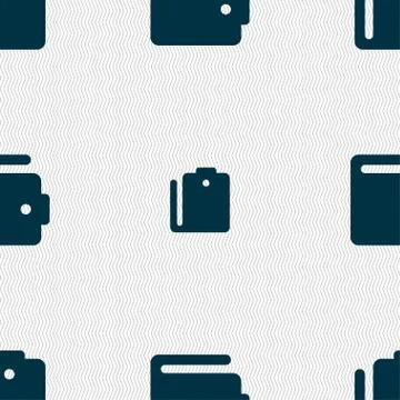 Purse icon sign. Seamless pattern with geometric texture. Stockillustratie