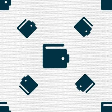 Purse icon sign. Seamless pattern with geometric texture. Illustration