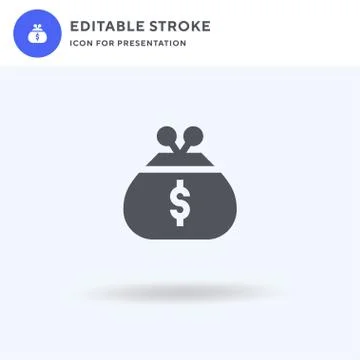 Purse icon vector, filled flat sign, solid pictogram isolated on white, logo  Stock Illustration