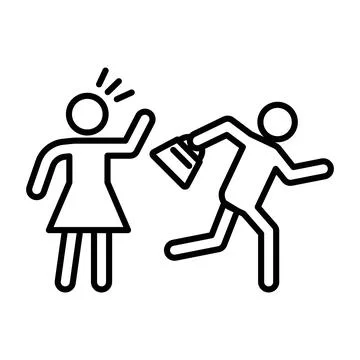 Purse snatcher icon linear logo mark in black and white Stock Illustration