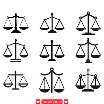 In the Pursuit of Justice  Artistic Vector Set of Scales Silhouettes Stock Illustration