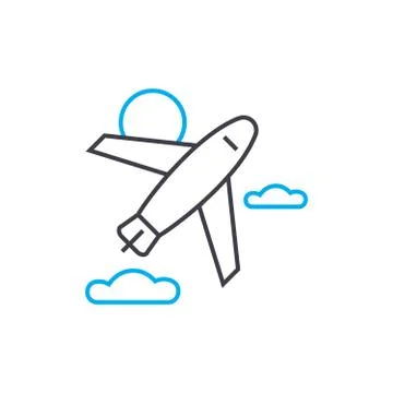 Pursuit plane vector thin line stroke icon. Pursuit plane outline illustration Illustrazione stock