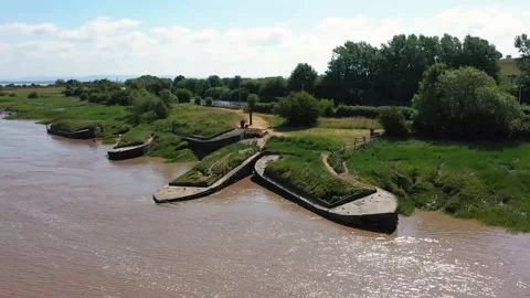Purton ship graveyard and sharpness canal  Stock Footage 133354624