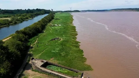 Purton ship graveyard and sharpness canal  Stock Footage 133354734