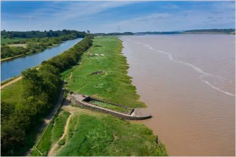 Purton ship graveyard and sharpness canal  Stock Photos