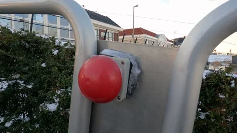 Pusching a red button to open the door. Stock Footage 148239264
