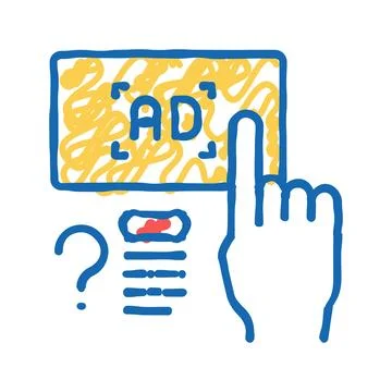 Push advertisement icon doodle illustration sign Stock Illustration