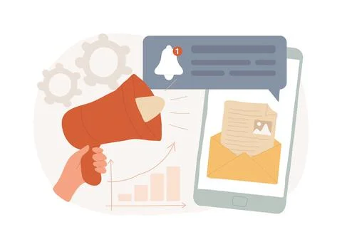 Push advertising isolated concept vector illustration. Stock Illustration