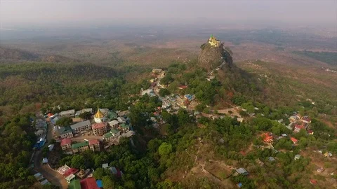 Push in aerial view of Mt. Popa, Bagan, ... | Stock Video | Pond5