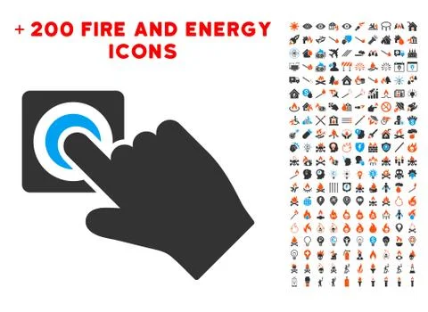 Push Alarm Button Icon with Bonus Energy Clipart Illustrazione stock