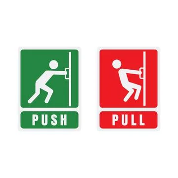 Push and pull door icon Illustrazione stock