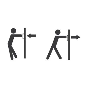 Push and pull door icon Illustrazione stock