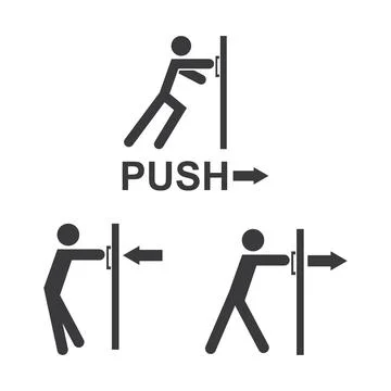 Push and pull door icon Illustrazione stock