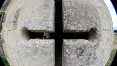 Push In and Pull Out on Stone Arrow Slit at Titchfield Abbey, UK Stock Footage 345365402