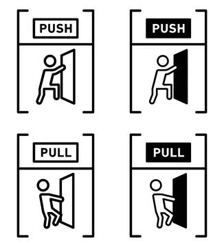 Push and pull sign Outline flat Icon Illustrazione stock